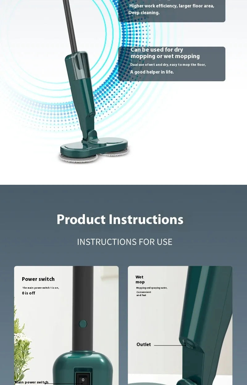 Wireless sweeping and mopping all-in-one machine in S5 Green colour with USB charging cable