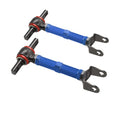 Blue aluminium alloy rear wheel recliner kit for Honda Civic EP3 on a workshop bench.
