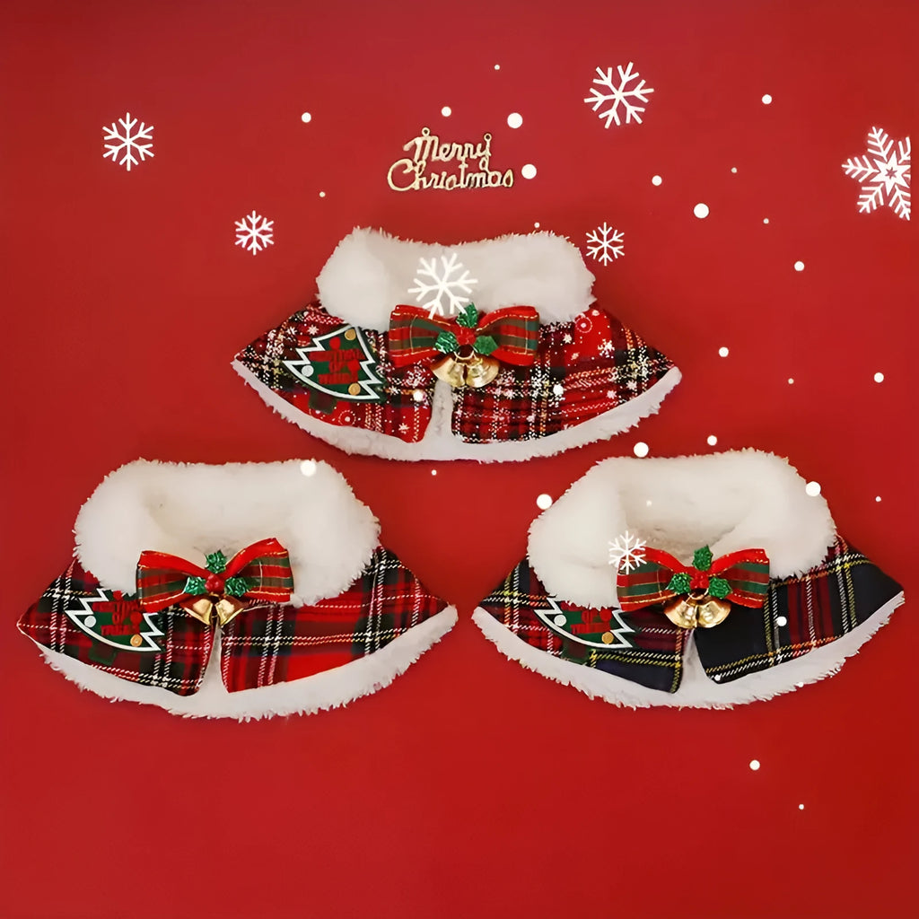 Polyester pet scarf with festive snowflake pattern for winter holidays and Christmas celebrations