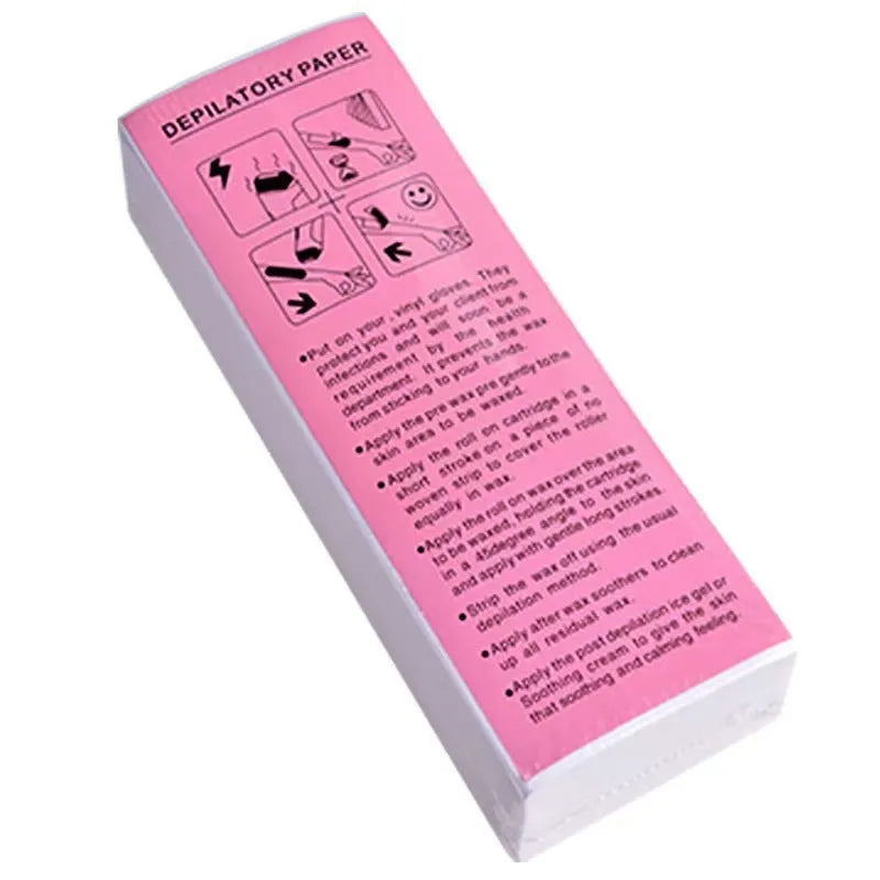 Non-woven fabric hair removal wax paper strips in 50 or 100 piece pack options
