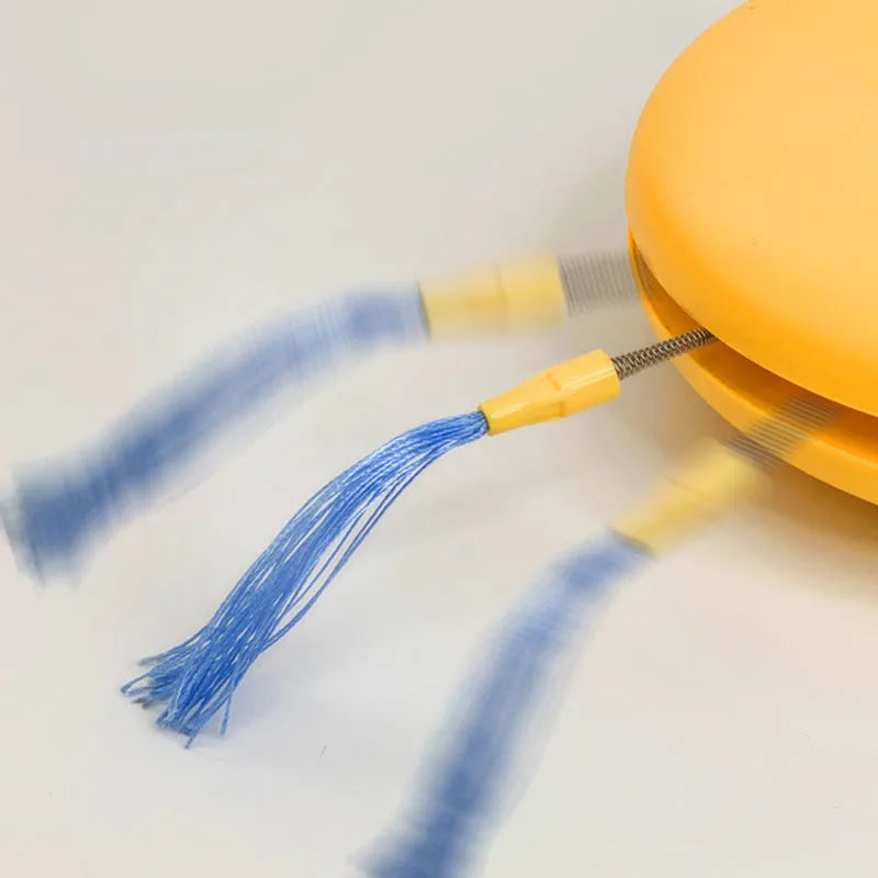 Electric robot laser cat toy with USB charging and feather teasing cat stick in blue, grey or yellow