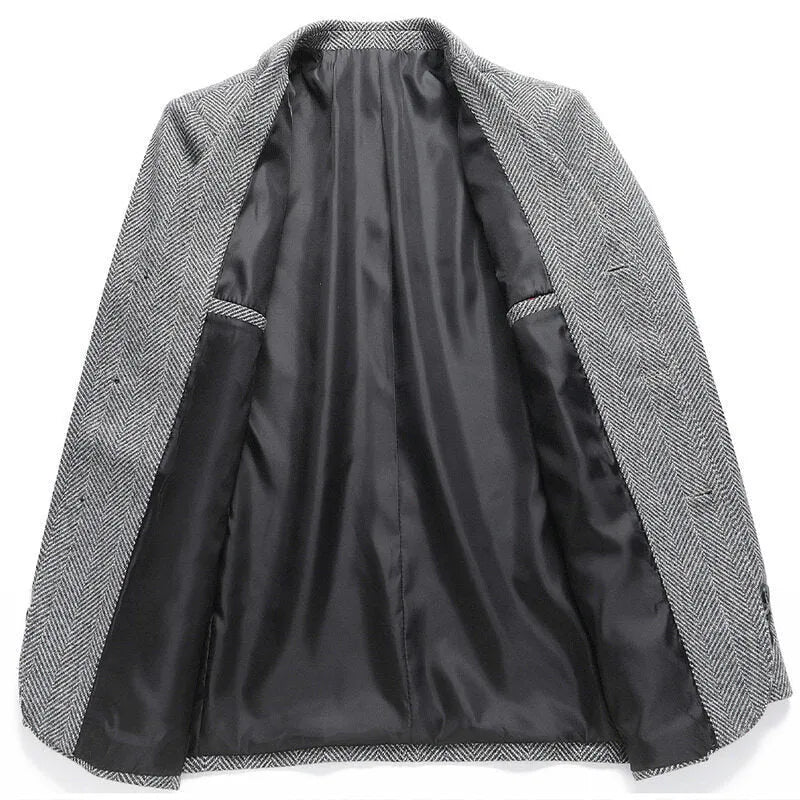 Men's loose-fit polyester suit coat in solid colours for spring and autumn casual wear