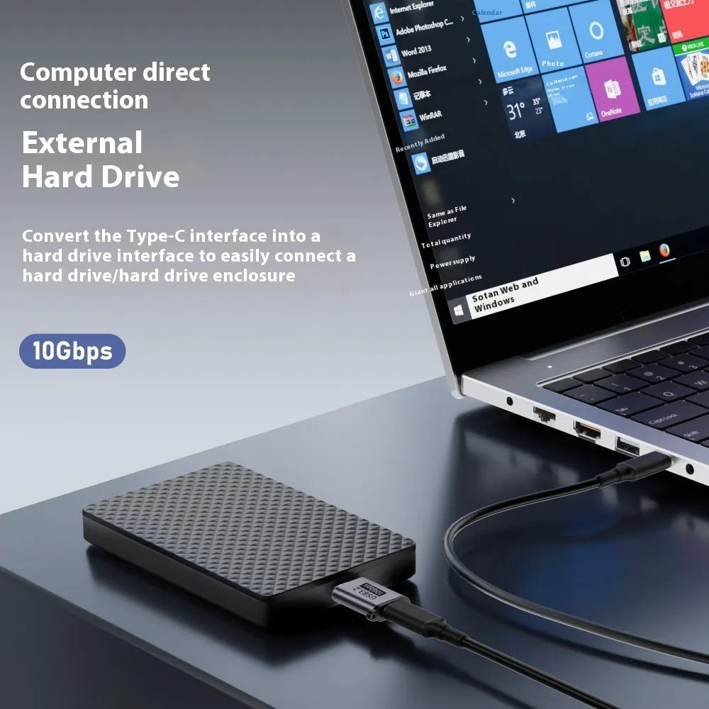 Micro B USB adapter converter showing male to female connection for old mobile hard disk box and phone charging
