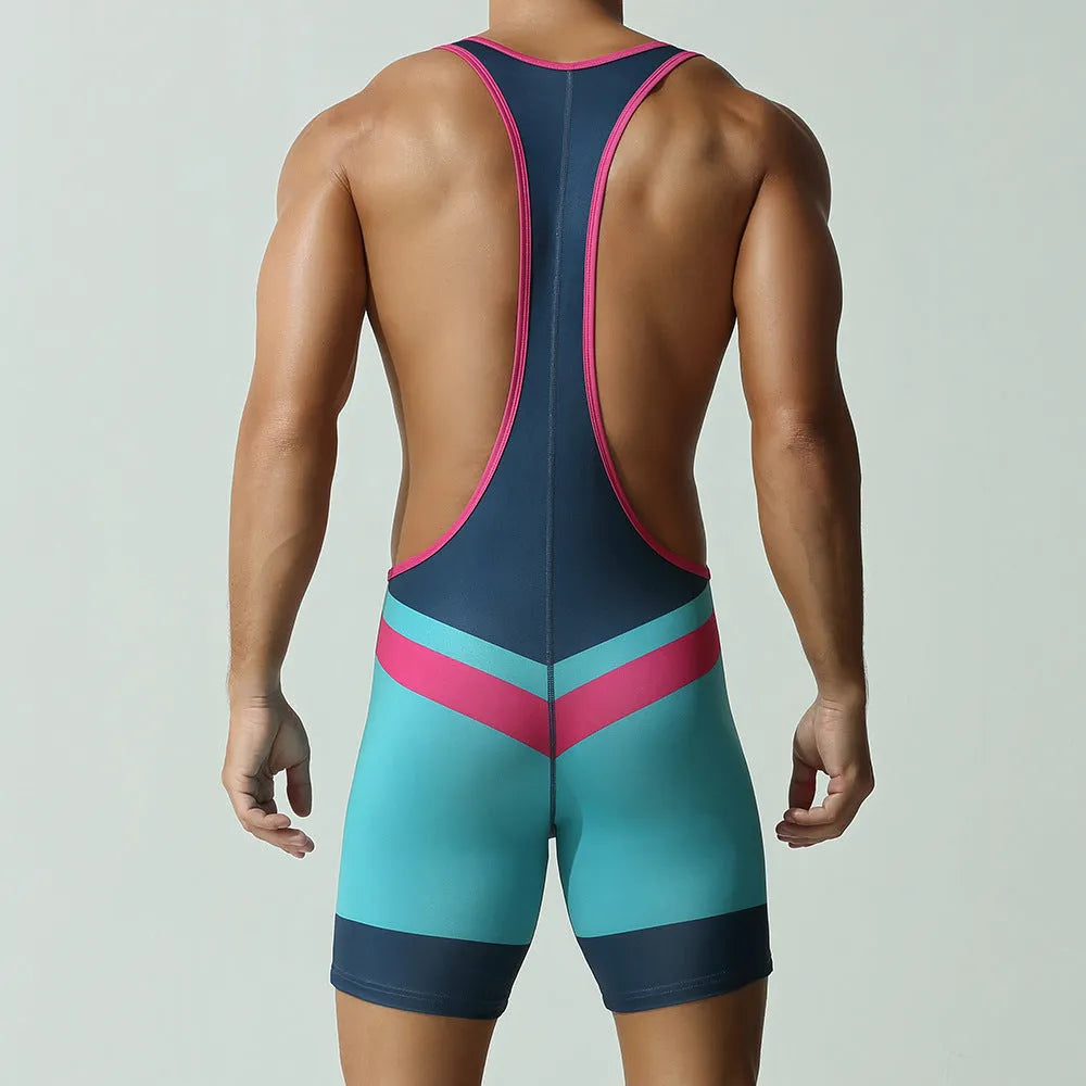 Men's quick-drying polyester vest jumpsuit in solid colour for sports activities