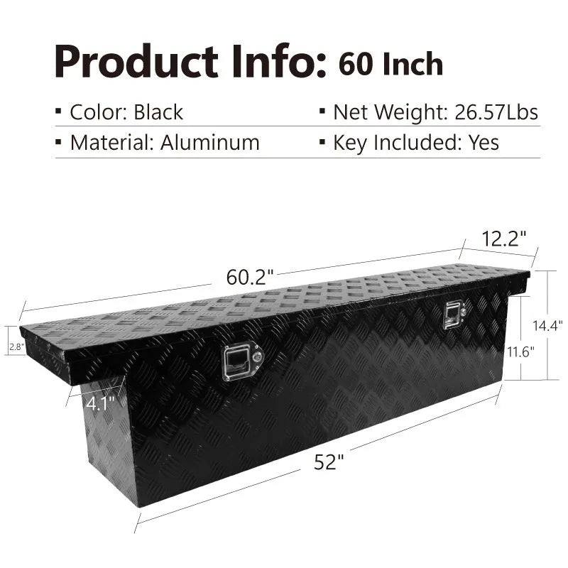26-inch black aluminium alloy toolbox with T-casting construction