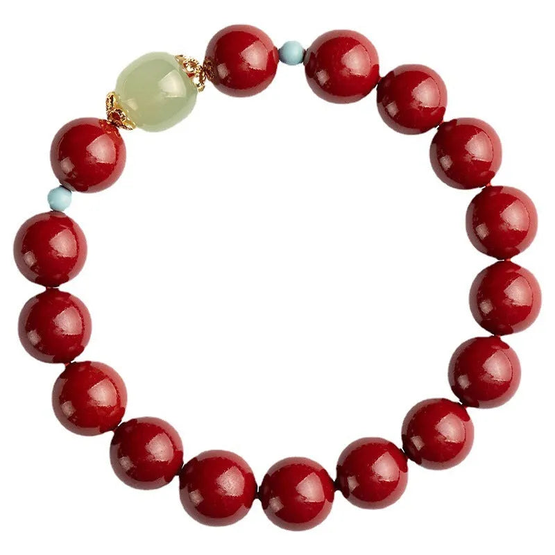 Purple gold sand cinnabar bracelet with geometric ellipse beads in three size options