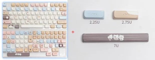 High Sea Salt Cat PBT sublimation keycap set with March Past space and 7u supplementary keys