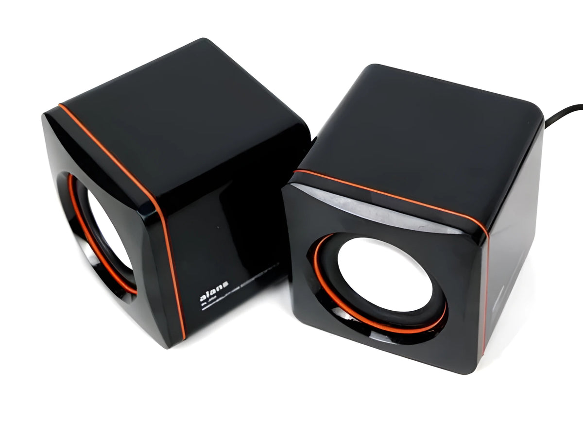 Black square USB-powered 2.0 small speaker for desktop computer audio
