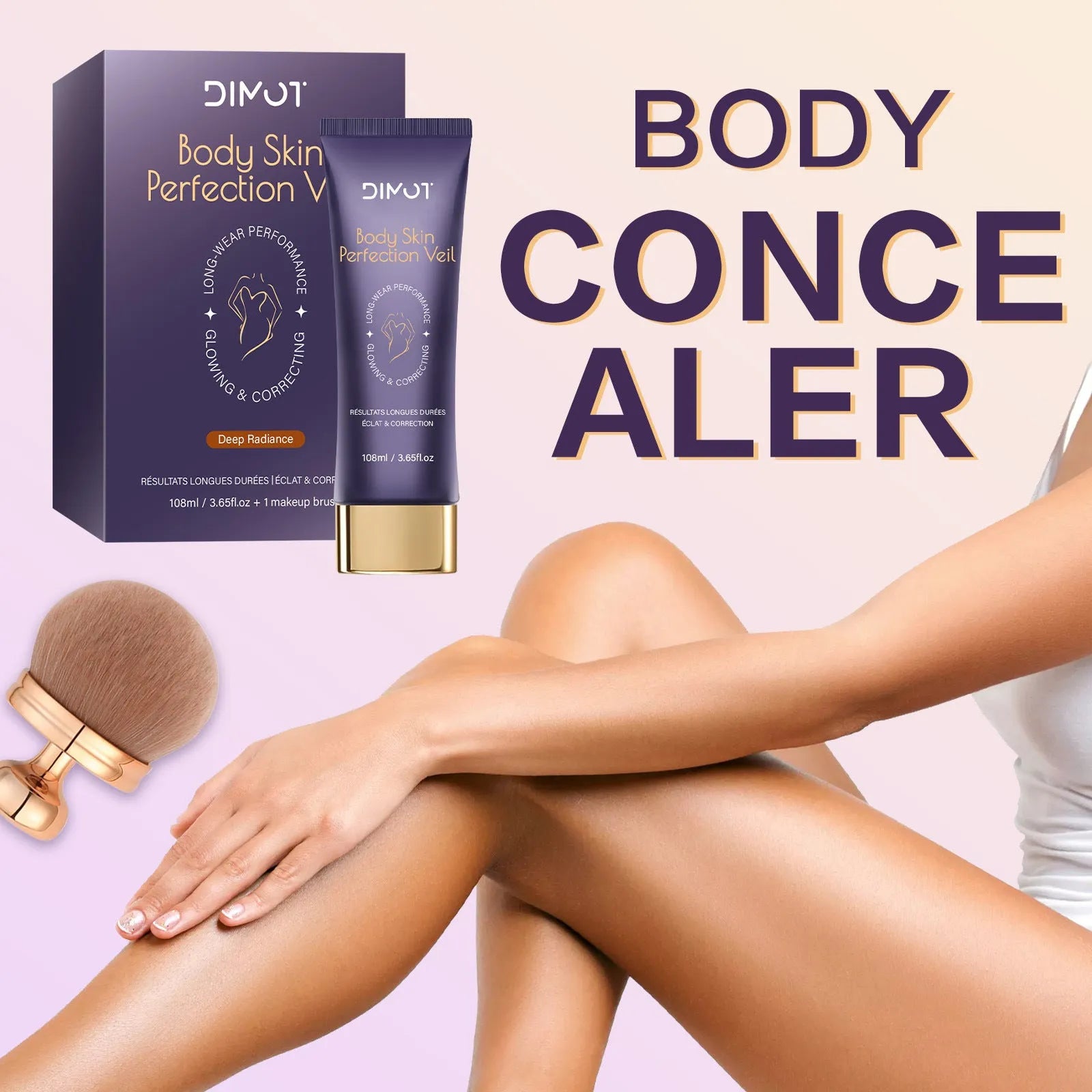 108ml pot of waterproof body concealer cream with an application brush for covering tattoos and birthmarks.