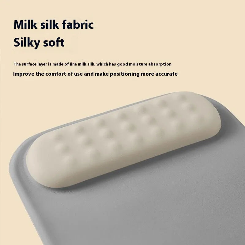 Ergonomic cloth silicone mouse pad with wrist strap in a choice of solid and gradient colours.