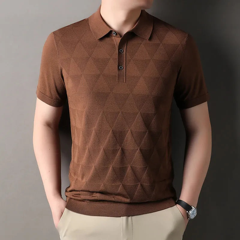 Men's thin ice silk short sleeve T-shirt in lyocell fabric, showing quick-dry properties and colour options