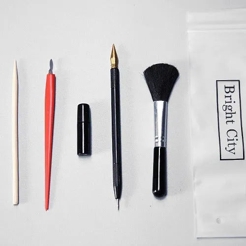 Scratch painting tools five-piece set with healing pen on white card paper