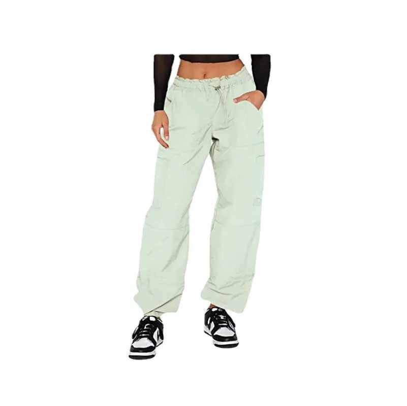 Straight-leg cargo pants with multiple pockets in polyester fabric available in multiple colours