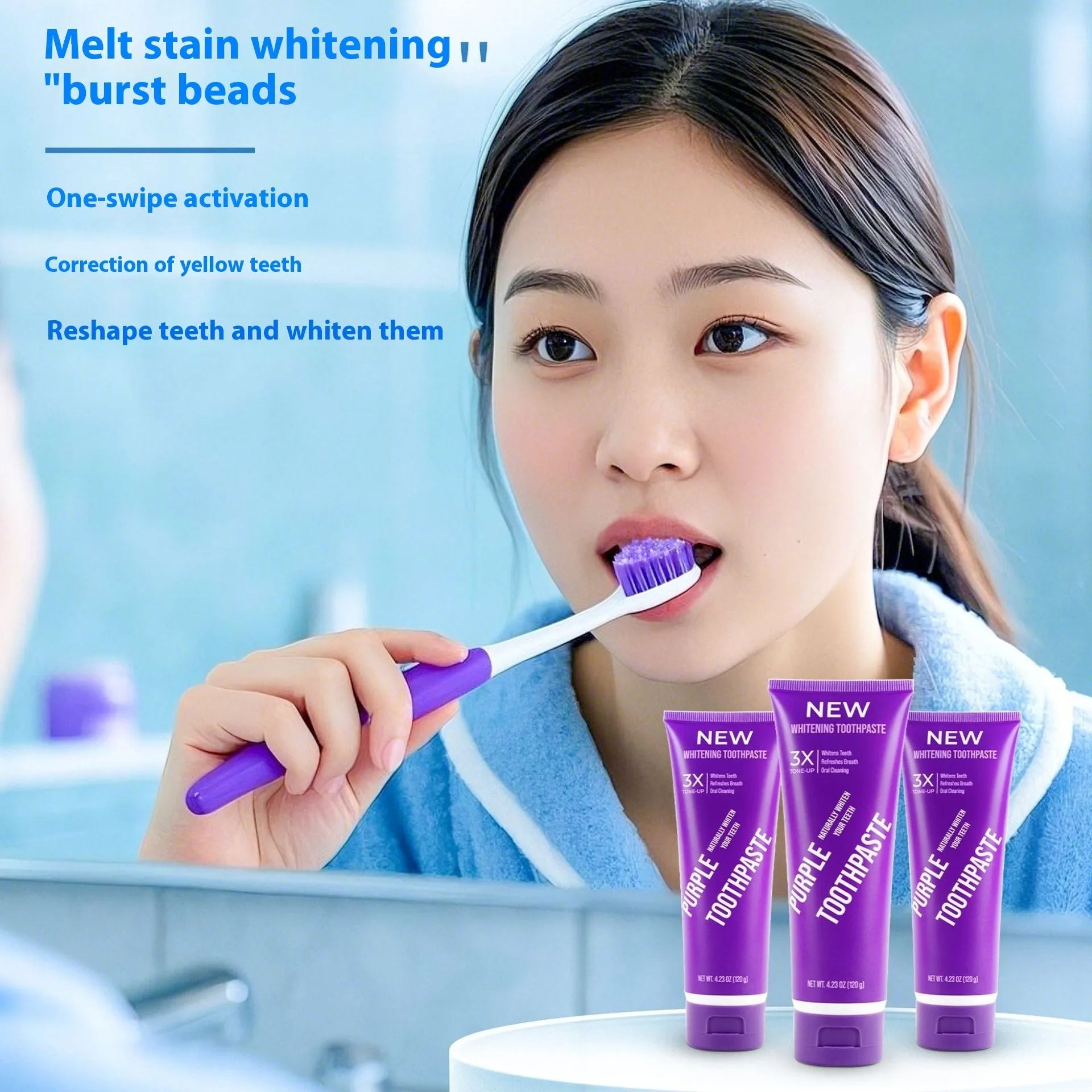 120g tube of purple whitening toothpaste for adults to remove yellow stains