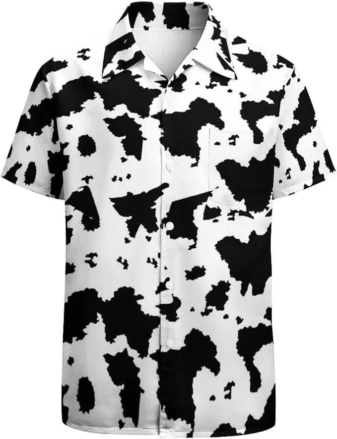 Men's short sleeve camouflage shirt in slim fit and cardigan style on a hanger
