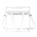 Women's PVC transparent shoulder messenger bag with clear front compartment in multiple colour options
