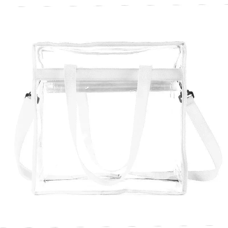 Women's PVC transparent shoulder messenger bag with clear front compartment in multiple colour options