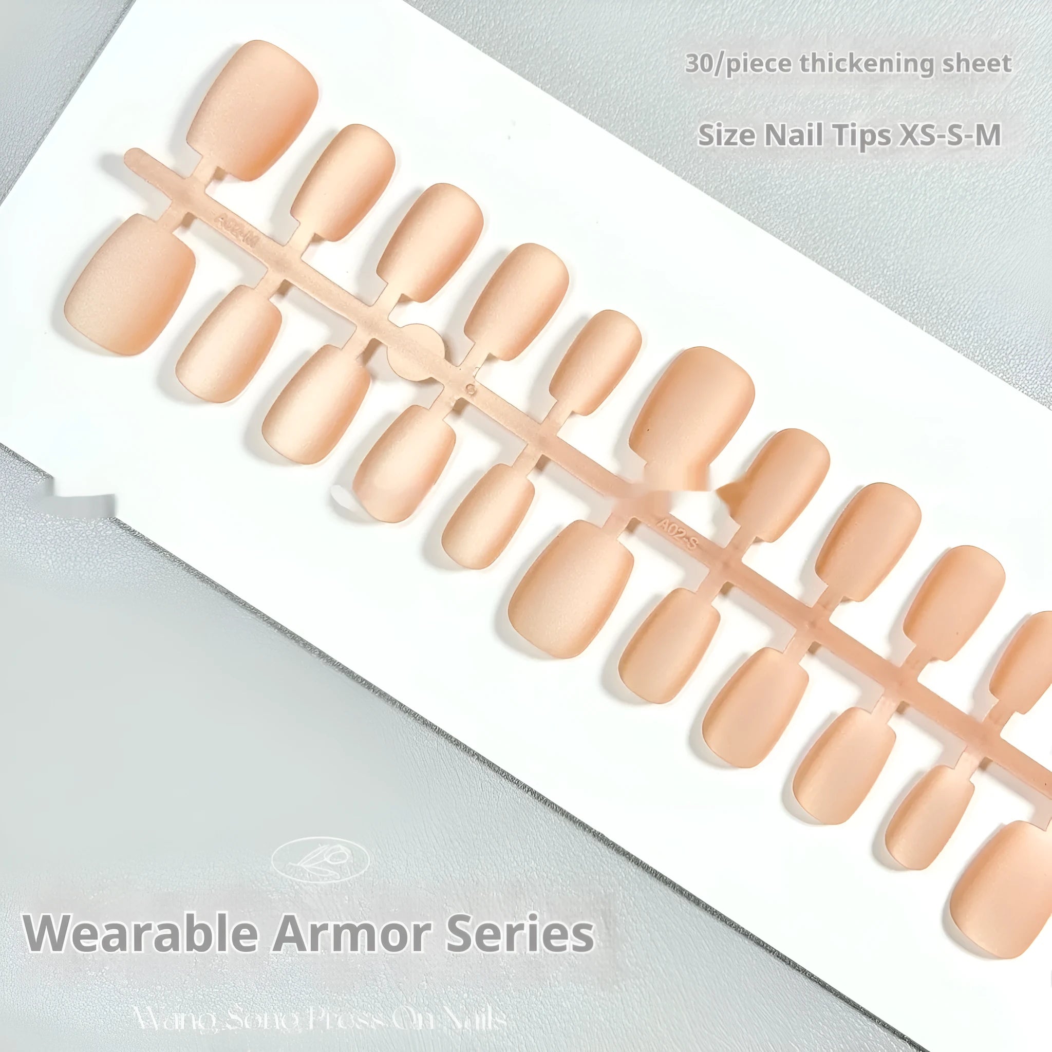 Frosted velvet Cat's Eye artificial nail art set showing Aurora design with short ladder XS, S, and M sizing options