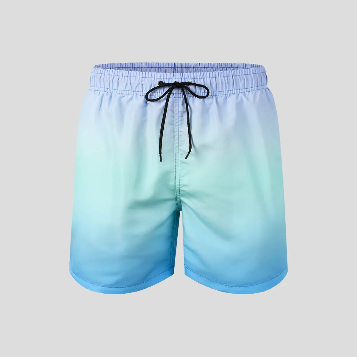 Men's gradient colour 3D digital print sports shorts made from mesh cloth.