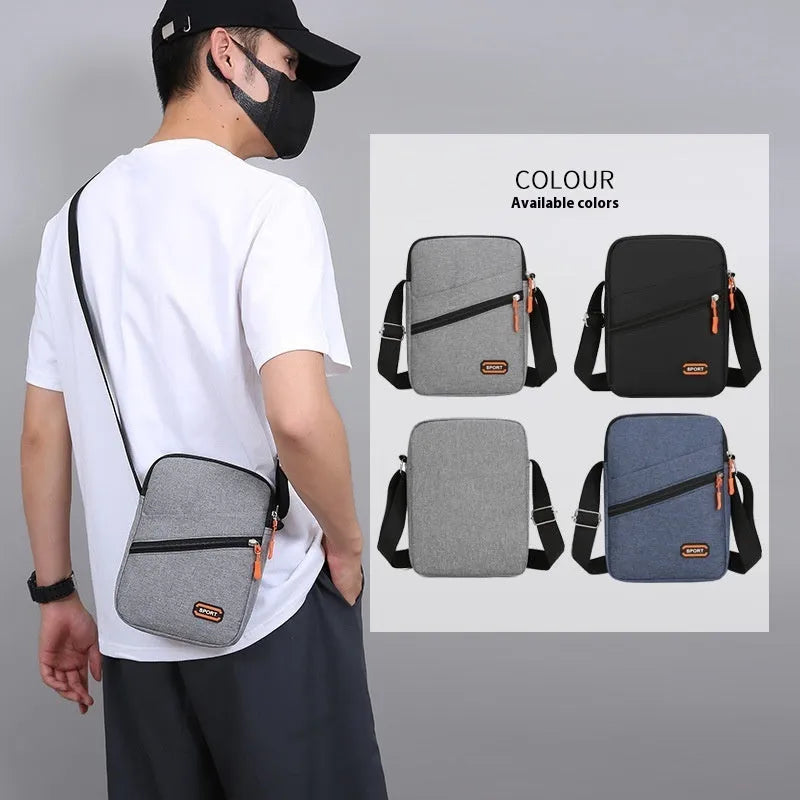 Simple all-match crossbody shoulder commuter bag in solid color Oxford cloth with contrast details