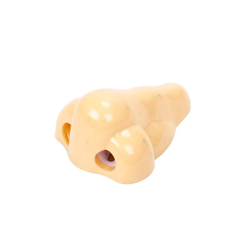 Geometry-shaped flesh colour plastic pencil sharpener with big nostril opening for standard pencils