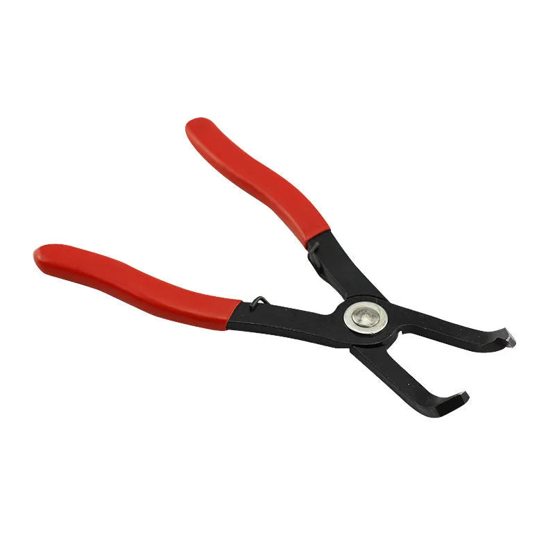 Red round nail removal pliers with carbon steel construction and PVC handles for door panel repair