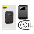 Black cordless car tyre inflator 45W with LED digital display and 5-150PSI pressure gauge, 130x80.21x46mm