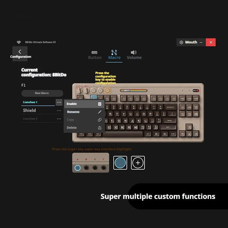 Retro87 C64 wireless Bluetooth mechanical gaming keyboard with rocker switches on black background