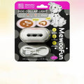 Pet luminous hanging lamp ring collar attachment for dogs in four colour options on a dark background.