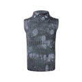 Men's black silver pastebrushing wool blend sleeveless turtleneck vest on a hanger