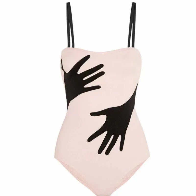 Women's one-piece bikini swimsuit with gauze skirt option in polyester fabric