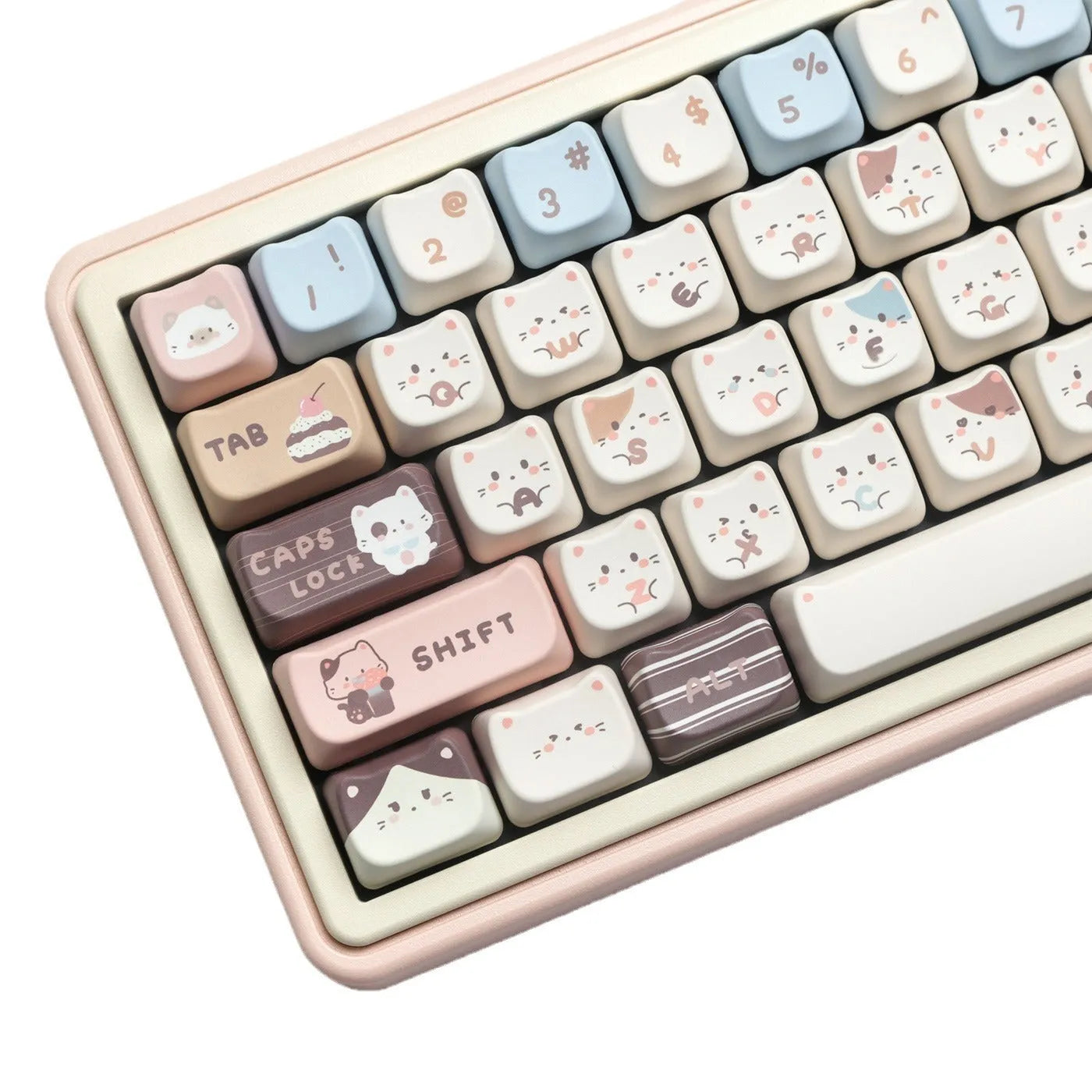 High Sea Salt Cat PBT sublimation keycap set with March Past space and 7u supplementary keys