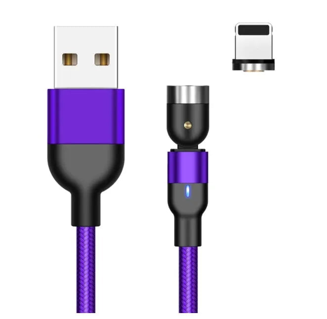 360-degree rotating magnetic charging cable with LED indicator for Android, iOS and Type-C devices