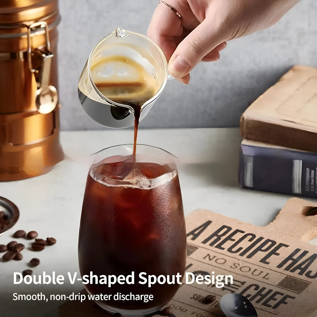 White transparent glass coffee cup with double mouth design