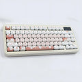 Round MOG profile mechanical keyboard keycaps featuring cute dessert cat sublimation design in boxed or bagged packaging