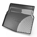 Black TPE car boot liner with a carbon fibre texture pattern laid flat.
