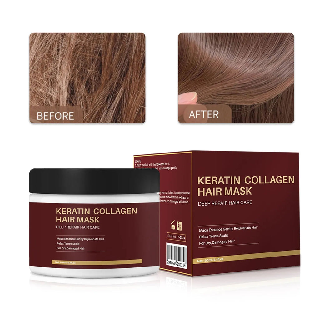 100ml collagen hair mask container for moisturising and repairing dry, brittle hair treatment