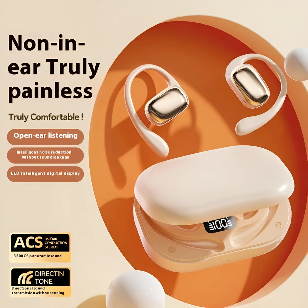 Ear-mounted headphones with digital display screen in black colour option