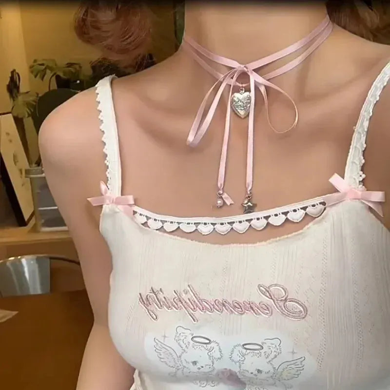 Women's love pendant fashion necklace with delicate clavicle chain in various colour options