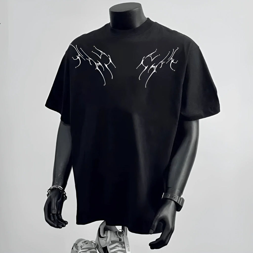 Men's loose-fitting pure cotton short sleeve T-shirt in white or black.