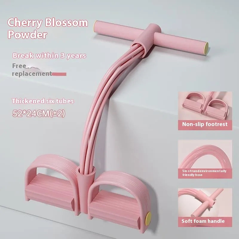 Purple TPR waist slimming belly pedal exercise device with a puller rope.