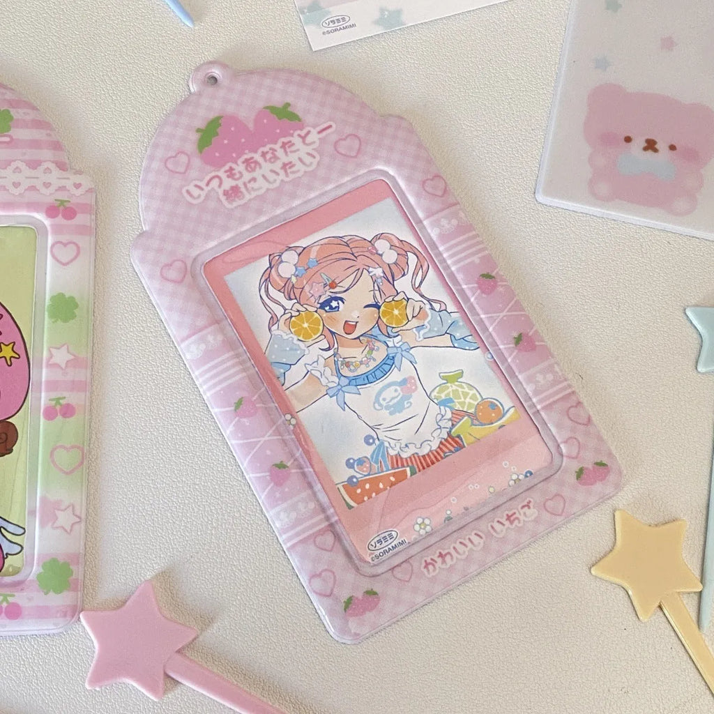 PVC meal card holder pendant with strawberry or four-leaf clover cartoon design