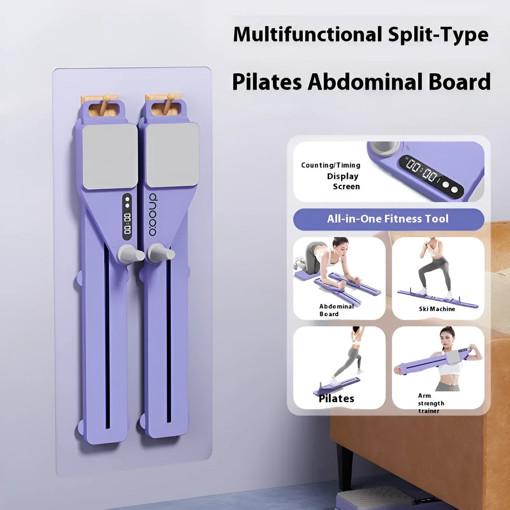 Split multifunctional skiing machine trainer in purple colour with 85cm length