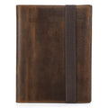 Brown Crazy Horse leather A5 notebook protective sleeve with square socket-style design