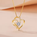 Women's silver heart necklace with gold plating in rose, white, and yellow options
