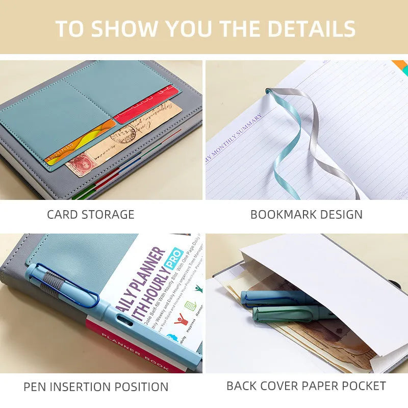PU leather notebook with elastic strap closure in purple colour with thread binding and wood-free paper pages