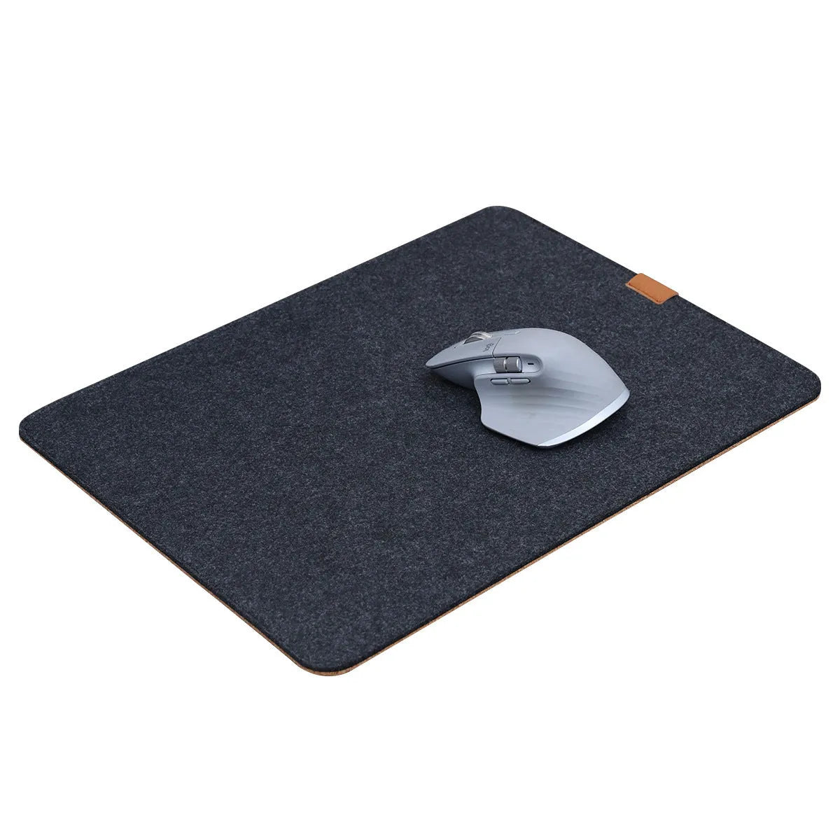 Japanese style simple desk mat with felt Cork construction in black gray pattern showing non-slip surface