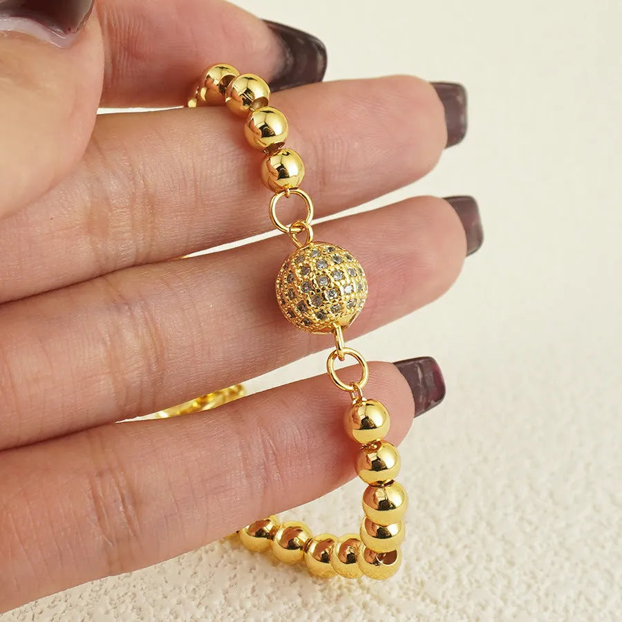 Copper bracelet with zircon stones in Arabic style heart shape for women