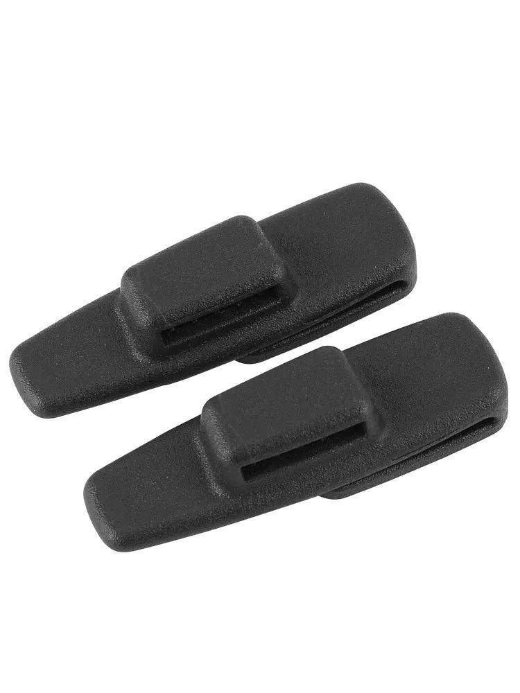 Black ABS plastic car seatbelt stopper clip pair for tension adjustment