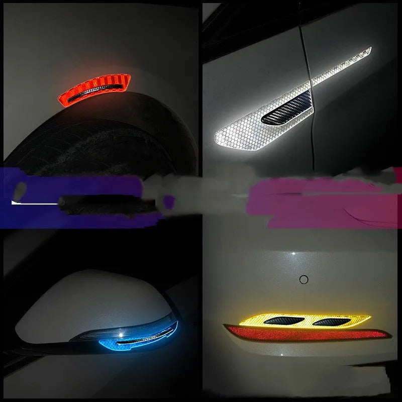 Blue reflective warning tape strips for car wheel bumper protection with universal fit design